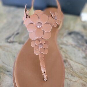 Michael Kors size 9.5 brown leather sandals with floral embellishments